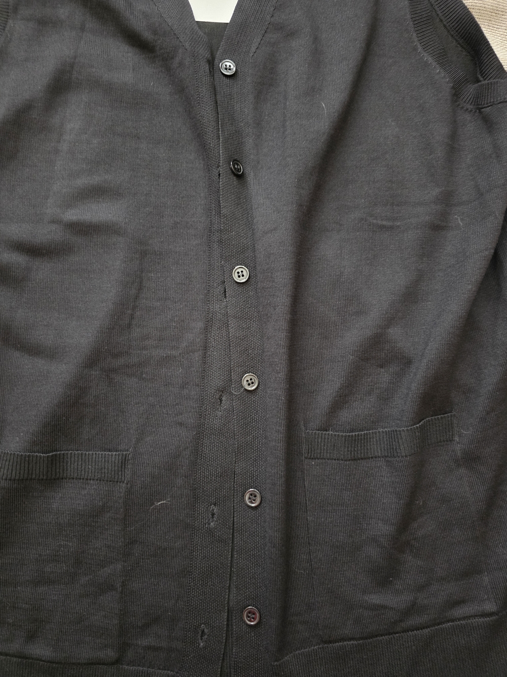 Veryoung Black Button Front Knit Vest With Front Pockets Clsssic Large - Picture 2 of 8